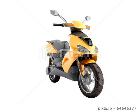 Yellow Moped Scooter Transport Wheel 3d Render Onのイラスト素材
