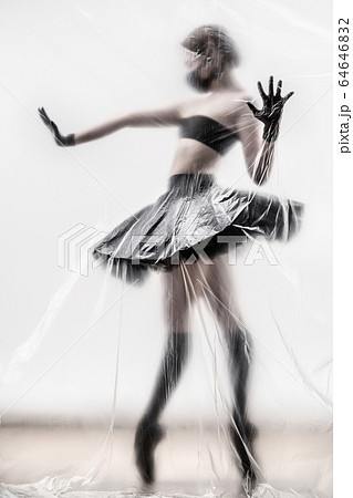 Self-isolation COVID-19 of ballerina in the studio. 64646832