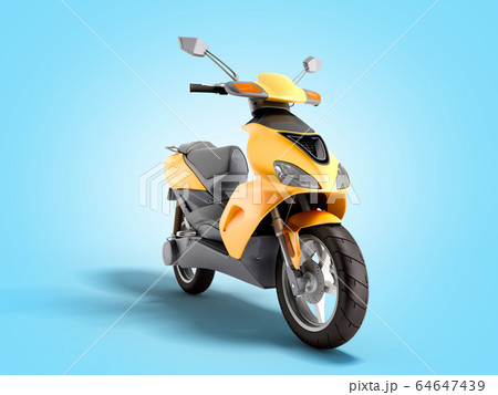 Yellow Moped Scooter Transport Wheel 3d Render Onのイラスト素材