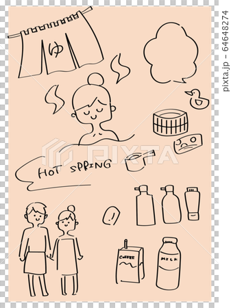温泉の手描きラフイラスト 温泉の手描きラフイラスト 64648274