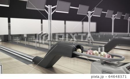 Modern bowling room waiting for visitors balls on Modern bowling room waiting for visitors balls on 64648371