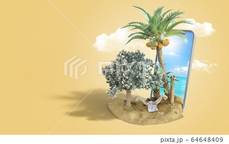 vacation savings concept hammock attached to a 64648409