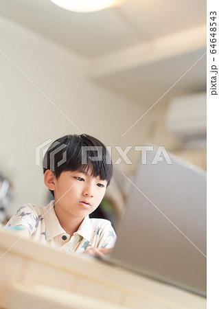 PCの画面を見る男の子 PCの画面を見る男の子 64648543