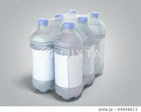 pat bottles in wrapped package 3d render on grey pat bottles in wrapped package 3d render on grey 64648613