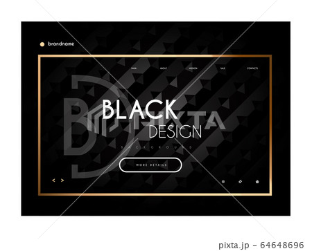 Web page design, landing page in black and gold minimalistic style. Vector Web page design, landing page in black and gold minimalistic style. Vector 64648696