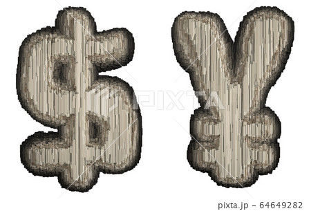 Set of symbol dollar and yen made of industrial metal 3D Set of symbol dollar and yen made of industrial metal 3D 64649282