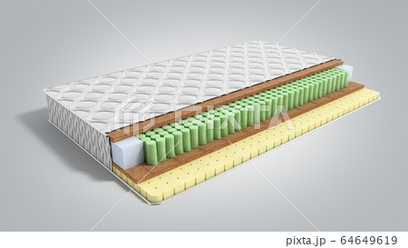 mattress in the cut 3d render on grey gradient mattress in the cut 3d render on grey gradient 64649619