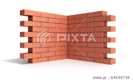 piece of brick wall 3d render on white 64649736