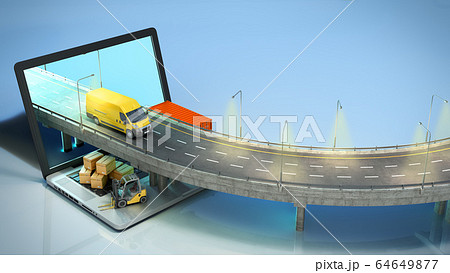 transportation concept road from the laptop on the transportation concept road from the laptop on the 64649877