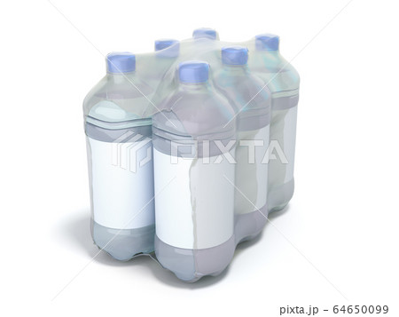 pat bottles in wrapped package 3d render on white 64650099