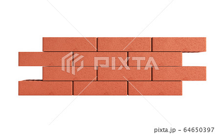 piece of brick wall 3d render on white no shadow 64650397