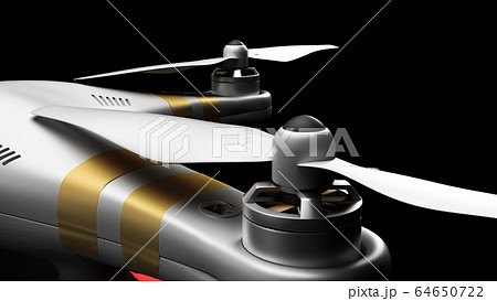 close up of Rotor drone 3d render on darck close up of Rotor drone 3d render on darck 64650722