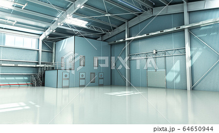 empty Hangar delivery warehouse 3d render image 64650944
