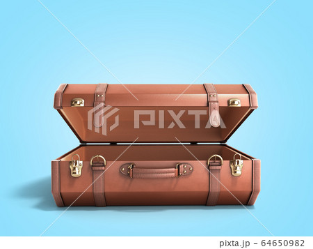 open Vintage suitcase 3d render on blue 