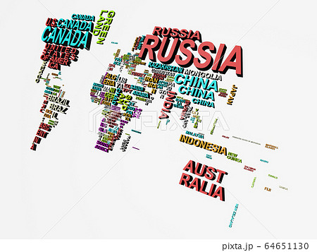 The world map with all states and their names 3d The world map with all states and their names 3d 64651130
