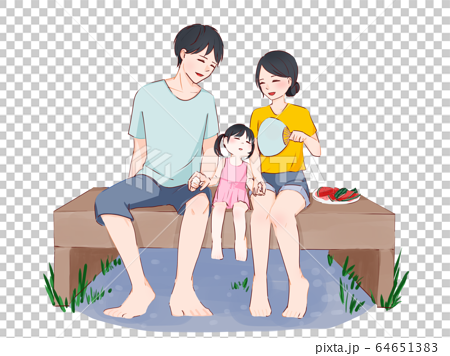 Warm Family On The Veranda Stock Illustration