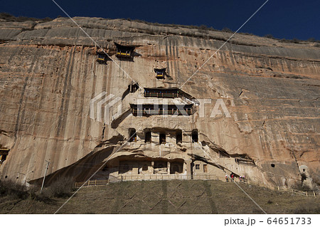 Mati Si, Temple inside of cliff face in Sunan Mati Temple Scenic Area, Zhangye, Gansu, China 64651733