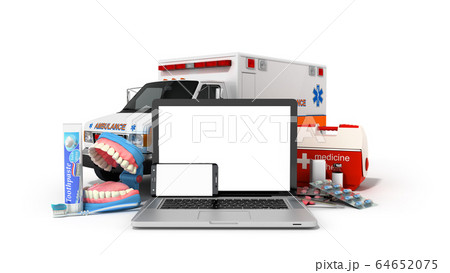 modern concept of online medical care laptop and 64652075