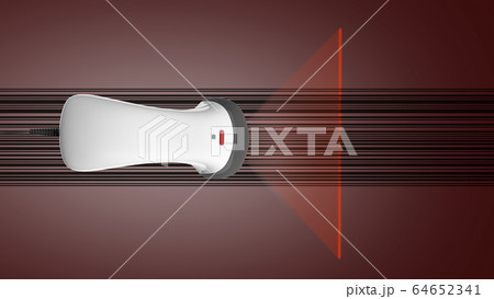 Barcode Scanner 3d render on red background 64652341