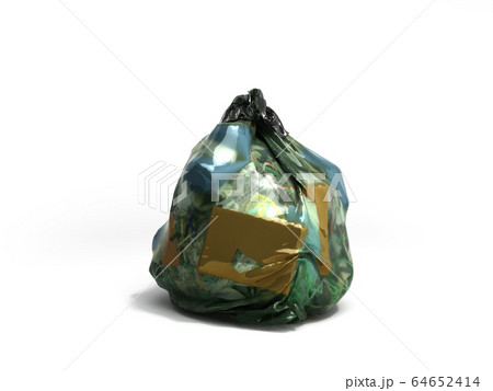 close up of a garbage bag 3d render on white 64652414