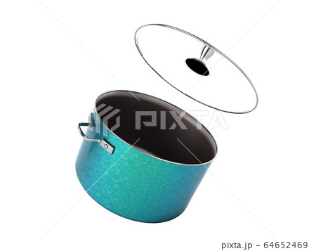crockery green pot with stone sprayed 3d render on 64652469