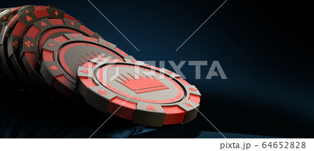 casino red chips isolated on white realistic 3d 64652828