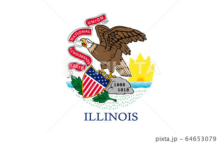 Flag of Illinois state, vector illustration. Coat 64653079