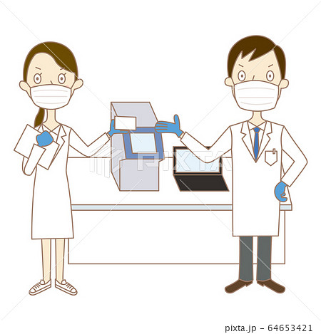 Pcr検査 検査機器にプレートをのせる イラストのイラスト素材