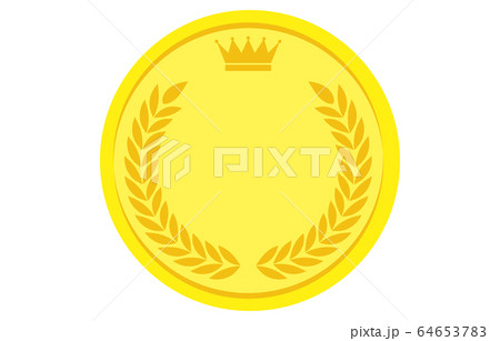 月桂冠と王冠のアルファベットコイン 無地のイラスト素材