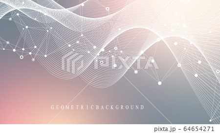 Big Genomic Data Visualization. DNA helix, DNA strand, DNA Test. CRISPR CAS9 - Genetic engineering. Molecule or atom, neurons. Abstract structure for Science or medical background, banner. Wave flow. 64654271