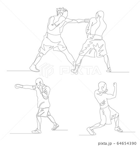 Continuous One Line Boxer Set Jab And Uppercut のイラスト素材