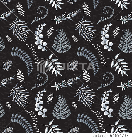 Seamless Botanical Pattern with Fern Herbs and Leaves 64654733