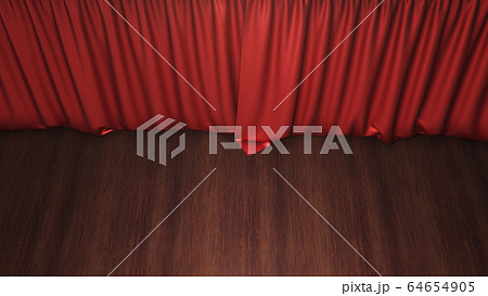 Red silk curtains closed. Theater and cinema concept. Theater stage, performance in front of the public, concert. Awards show, 3D rendering Red silk curtains closed. Theater and cinema concept. Theater stage, performance in front of the public, concert. Awards show, 3D rendering 64654905