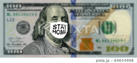 stay home マスクをした米ドル 64654998
