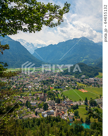 Interlaken aerial view at summer 64655132