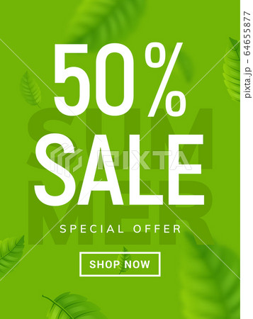 Summer sale banner background. Vector summer clearance 50 percent tropical special offer design Summer sale banner background. Vector summer clearance 50 percent tropical special offer design 64655877