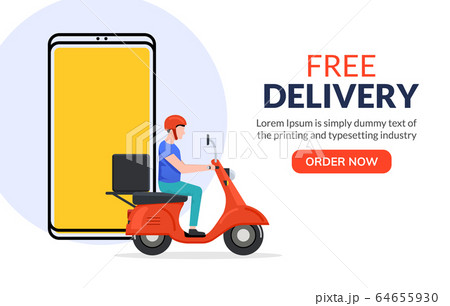 Free Delivery Boy Phone Service Delivery Man のイラスト素材