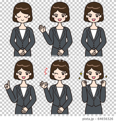 スーツの女性 ポーズのイラスト素材
