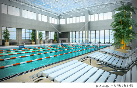 swimming pool interior 3d render image 64656349