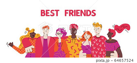 Best friends concept with people hugging, cartoon vector illustration isolated. 64657524