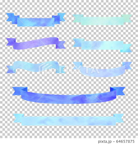 Watercolor style ribbon set (blue) Watercolor style ribbon set (blue) 64657875