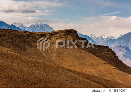view of the Ladakh Range of Mountains from Leh in India 64659264