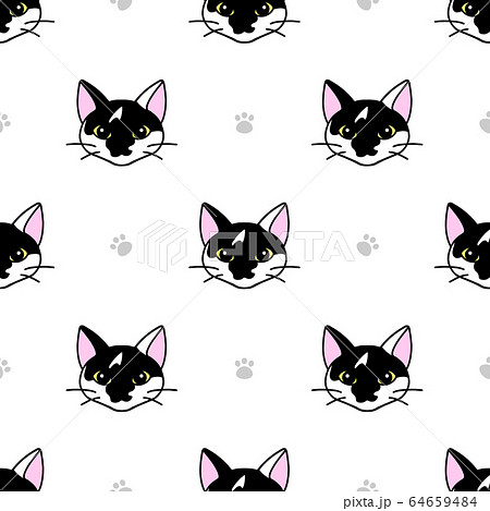 Seamless pattern with cute black and white cat Seamless pattern with cute black and white cat 64659484