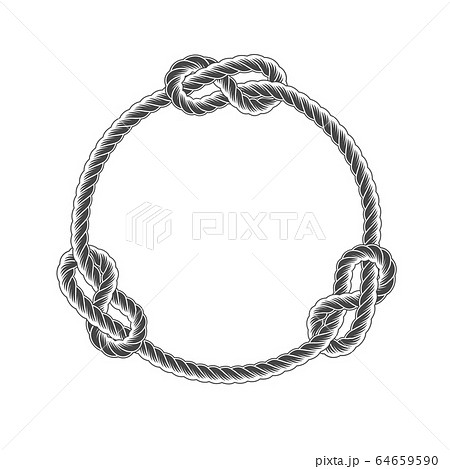 Rope Circle Frame With Knots Simple Style Lineのイラスト素材