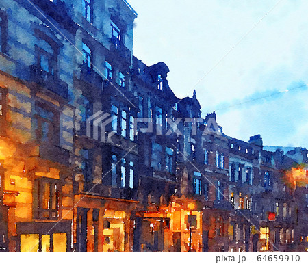 Watercolour Art Print, Travel in Europe Scene Watercolour Art Print, Travel in Europe Scene 64659910