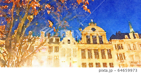Watercolour Art Print, Travel in Europe Scene 64659973