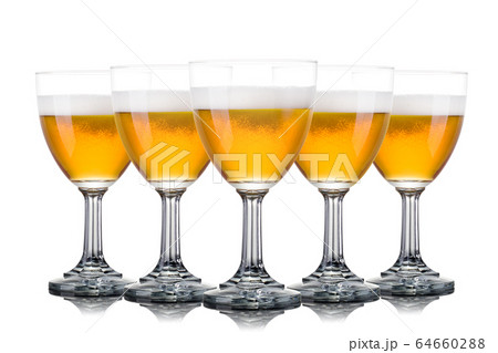 Set of frosty glass of light beer with foam Set of frosty glass of light beer with foam 64660288