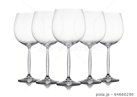 Set of empty glasses for red wine on white 64660290