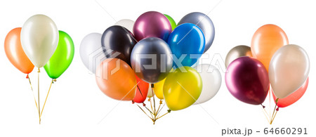 Set of multicolored helium balloons. Element of 64660291