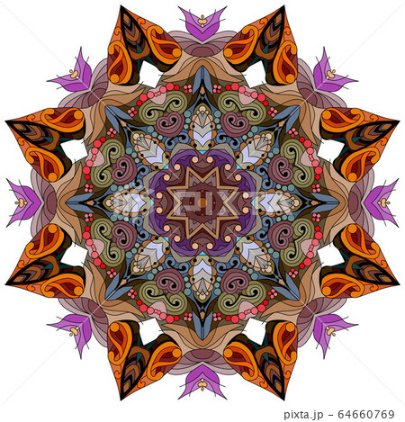 Colorful cute Mandalas. Decorative unusual round 64660769